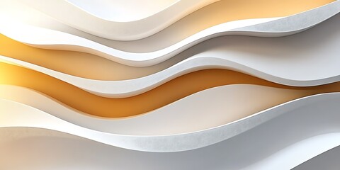Obraz premium Abstract wavy background with white and orange layers.
