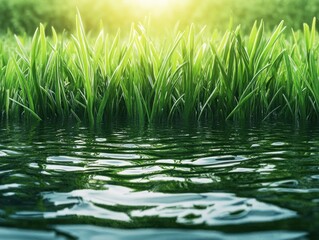 Obraz premium Discover a serene peaceful meadow with a soft emerald gradient, embodying renewal and harmony in nature, where sunlight gently kisses the lush grass find tranquility and calm with each glance, as the