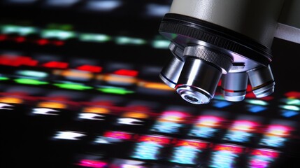 Microscope displaying intricate genetic modification process, symbolizing advanced scientific research and potential for biotechnology breakthroughs.