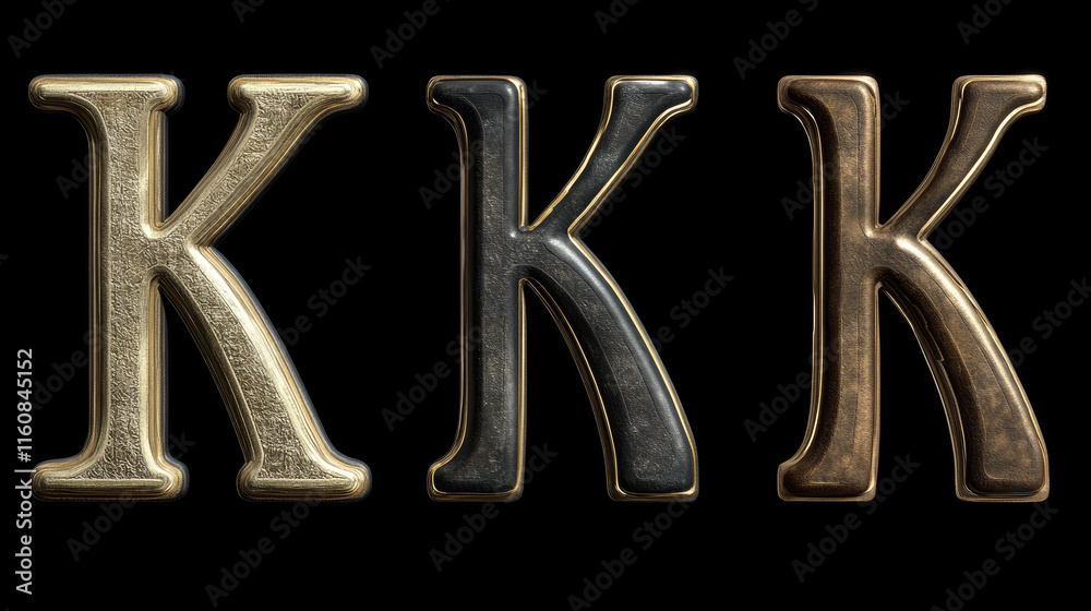 Fototapete set of alphabet symbols and elements of letter k, such a logo. rasterized version also available in 