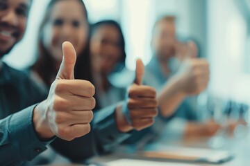 People showing approval during conference for high quality education and mediation solutions.