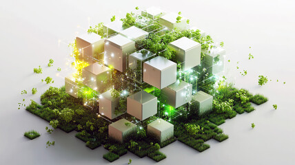 Future cubes, digital data streams and plants. Integration of technology and ecology. Environment, Society and governance