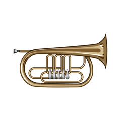 Obraz premium mouthpiece trumpet cartoon. orchestra band, solo performance, player technique mouthpiece trumpet sign. isolated symbol vector illustration