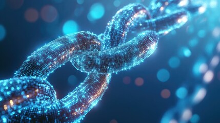 Glowing digital chain link.