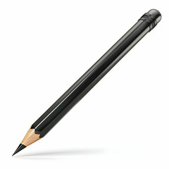 Black Pencil with Sharp Tip and Wood Base Isolated on White Background