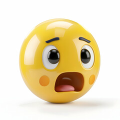 Fototapeta premium Surprised Yellow Emoji with Big Eyes and Open Mouth Expression