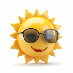 Cartoon Sun Character with Sunglasses and a Smile for Summer Vibes