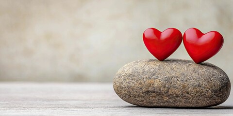 Obraz premium Two Hearts Embraced on Stone Ground