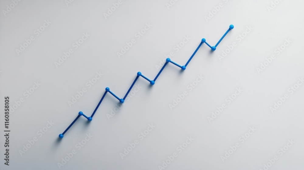 Aufkleber abstract blue line graph showing increasing trend on light background