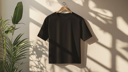 black t-shirt front and back mockup used as design template, isolated on background. 