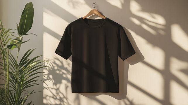 black t-shirt front and back mockup used as design template, isolated on background. 