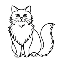Line art illustration of a fluffy Persian cat.eps