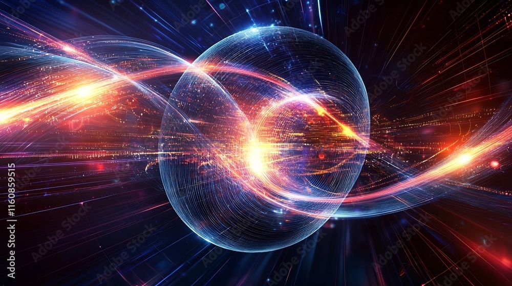 Poster stunning visual representation of the quantum computing concept showcasing a dynamic and mesmerizing