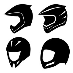 Set of simple motorbike helmet flat vector art illustration
