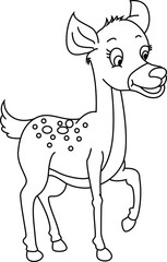 Cute cartoon hand drawn vector deer coloring page.