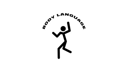 Body language, black isolated silhouette