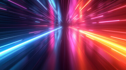 Fototapeta premium Vibrant Light Trails Create a Sense of Speed and Energy in a Dark Space
