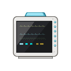 diagnosis ekg monitor cartoon. healthcare telemetry, portable device, leads signal diagnosis ekg monitor sign. isolated symbol vector illustration