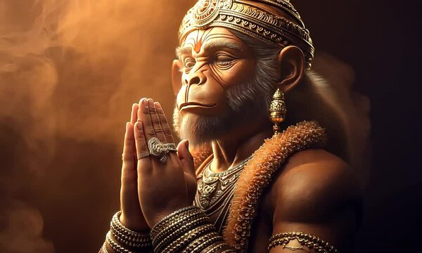 Lord Hanuman folding hands and praying 