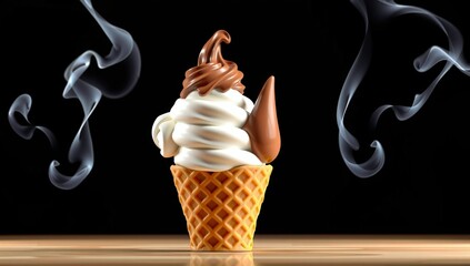 ice cream cone black background