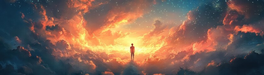 Obraz premium Visualize the infinite possibility of lifes purpose unfolding, nourishing your soul
