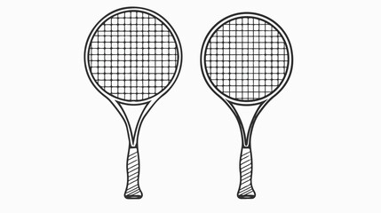 Modern Badminton Racquet Sport Outline Icons Vector Illustration