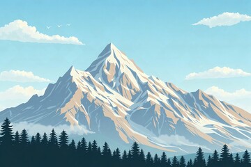 Mountain natural scenery cartoon background