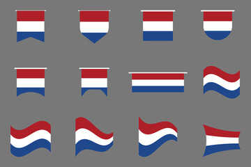 Flag of Netherlands Set, Original and simple Netherlands flag Bundle, vector illustration of Netherlands flag Collection
