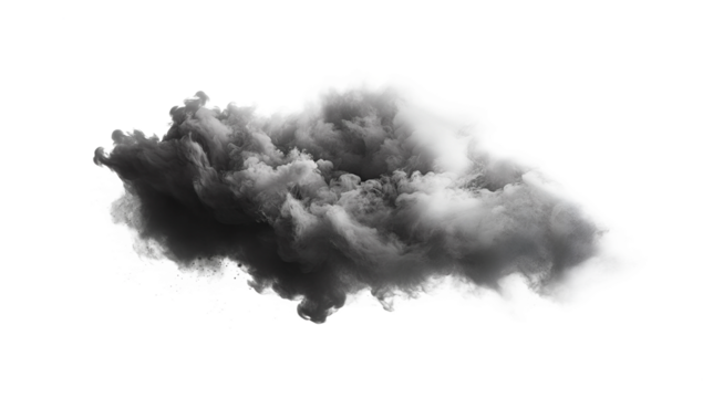 Abstract grey ink cloud swirl png isolated on transparent background