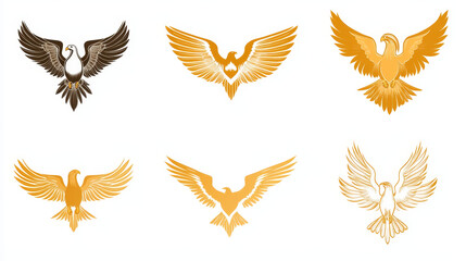 Heraldry eagle symbols and tattoo isolated on white, such a logo. Jpeg version also available in gallery