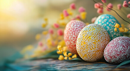 Decorative Floral Easter Eggs with Blossoms