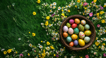 Vibrant Easter Eggs in Spring Meadow