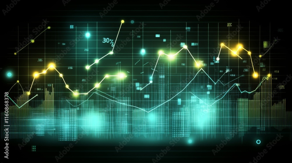 Leinwandbilder futuristic data analysis with vibrant graphs and statistical charts