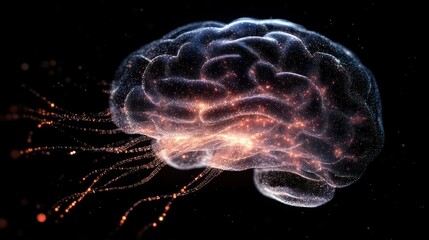 Glowing human brain with neural connections.