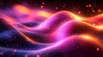 Obraz premium Colorful Waves of Light Create a Mesmerizing Visual Effect in a Vibrant Digital Landscape