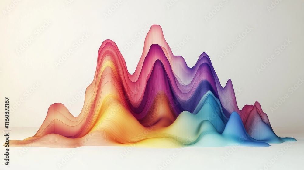 Poster colorful abstract wave pattern with smooth flowing curves and layers