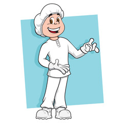 Safety equipment PPE, mascot with decontaminated clothing. Ideal for educational and informative medical materials