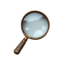 Antique Magnifying Glass Isolated Transparent Background.