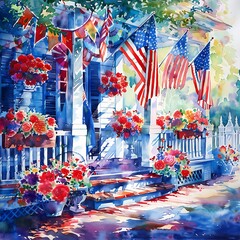 4th july usa -independence day with American flag party background