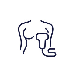 breast ultrasound line icon on white