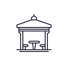 gazebo icon on white, line vector