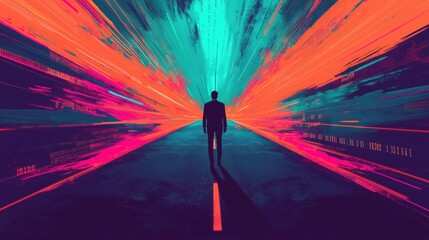 Abstract Concept of Future Vision with Bright Colorful Lights