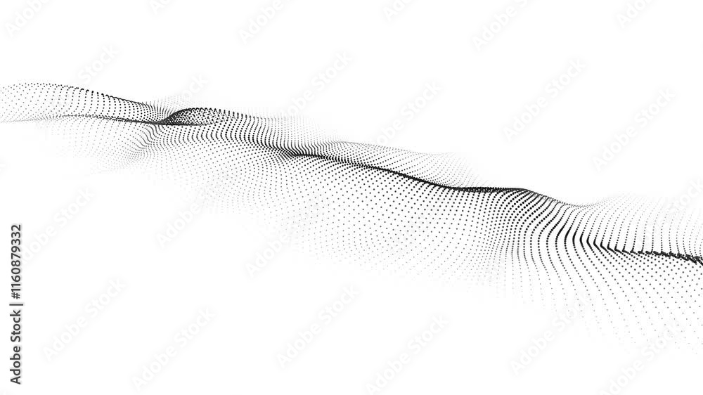 Aufkleber wave in black and white. big data visualization. abstract background with interlacing dots. 3d rende