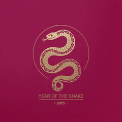 Fototapeta premium 2025 Year Of The Snake - Lunar New Year. Blank template. Design illustration. Space for copy. Conceptual. Flowing. Abstract background. Elegant. Corporate. Marketing. Poster