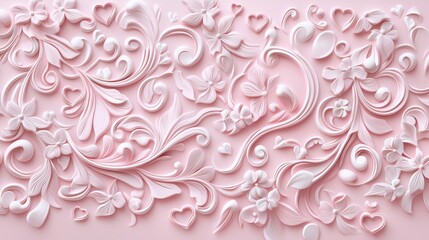 Delicate Floral Design with Soft Pink Background and Heart Accents