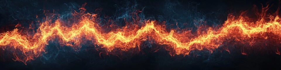 Fototapeta premium Vibrant Flames and Light Waves in Dark Background for Creative Use