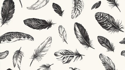 Elegant Black and White Feather Pattern Design