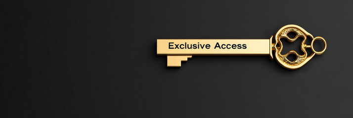 A sleek golden key labeled "Exclusive Access" against a dark background, symbolizing privilege and security.