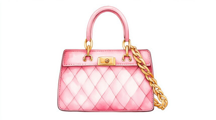 stylish pink quilted handbag with gold chain, perfect for fashion lovers