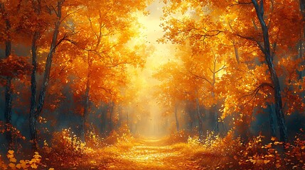 Colorful Leaves Adding Charm to the Autumn Forest Background